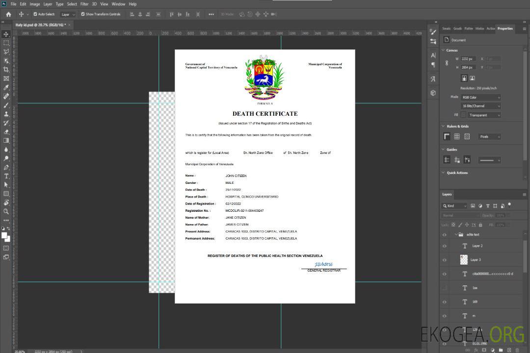Modèle Word et PDF de certificat de décès de l'état civil du Venezuela template Modèle Word et PDF de certificat de décès de l'état civil du Venezuela template